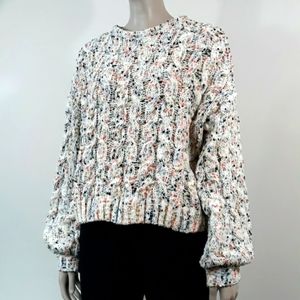 Jessica Simpson Medium Multicolor Speckled Balloon Sleeve Crop Sweater